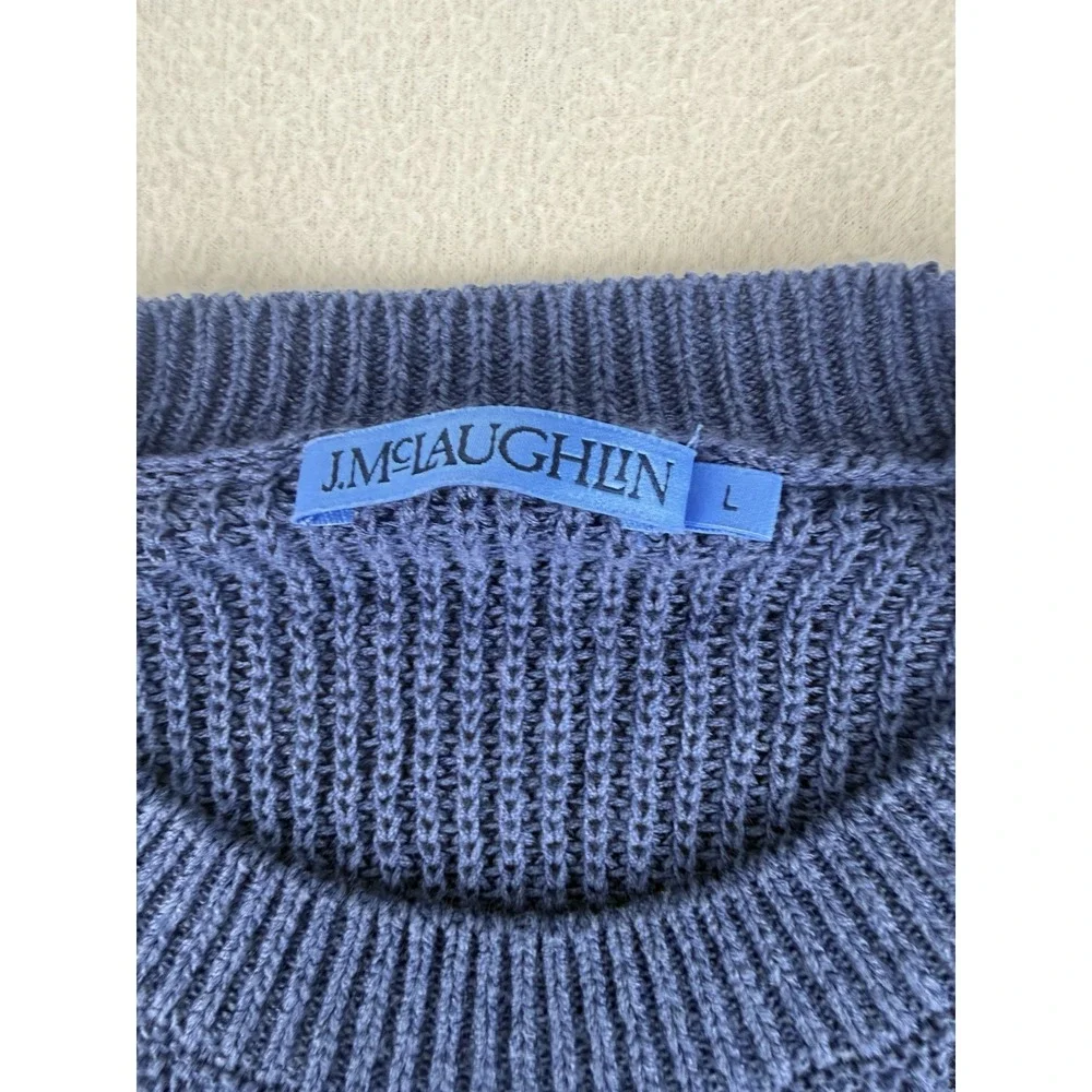 J. McLaughlin Long Sleeve Linen Blend Pullover Sweater Womens Large Blue Coastal